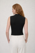 MOCK NECK SLEEVELESS BODYSUIT--BLACK