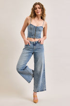 HIDDEN NORI CROPPED WIDE LEG JEANS--MEDIUM LIGHT