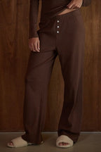 SOFT POINTELLE WIDE LEG PANTS--BROWN
