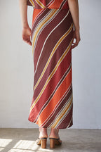 ISSEY STRIPED SKIRT--CHOCOLATE/RUST