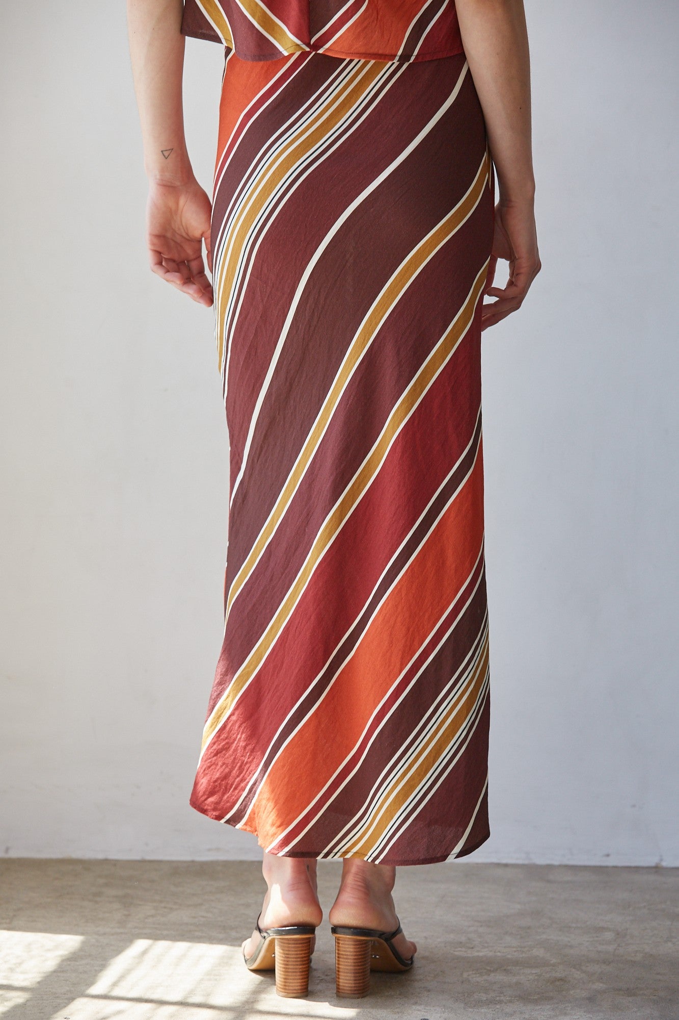 ISSEY STRIPED SKIRT--CHOCOLATE/RUST