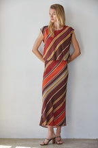 ISSEY STRIPED TOP--CHOCOLATE/RUST