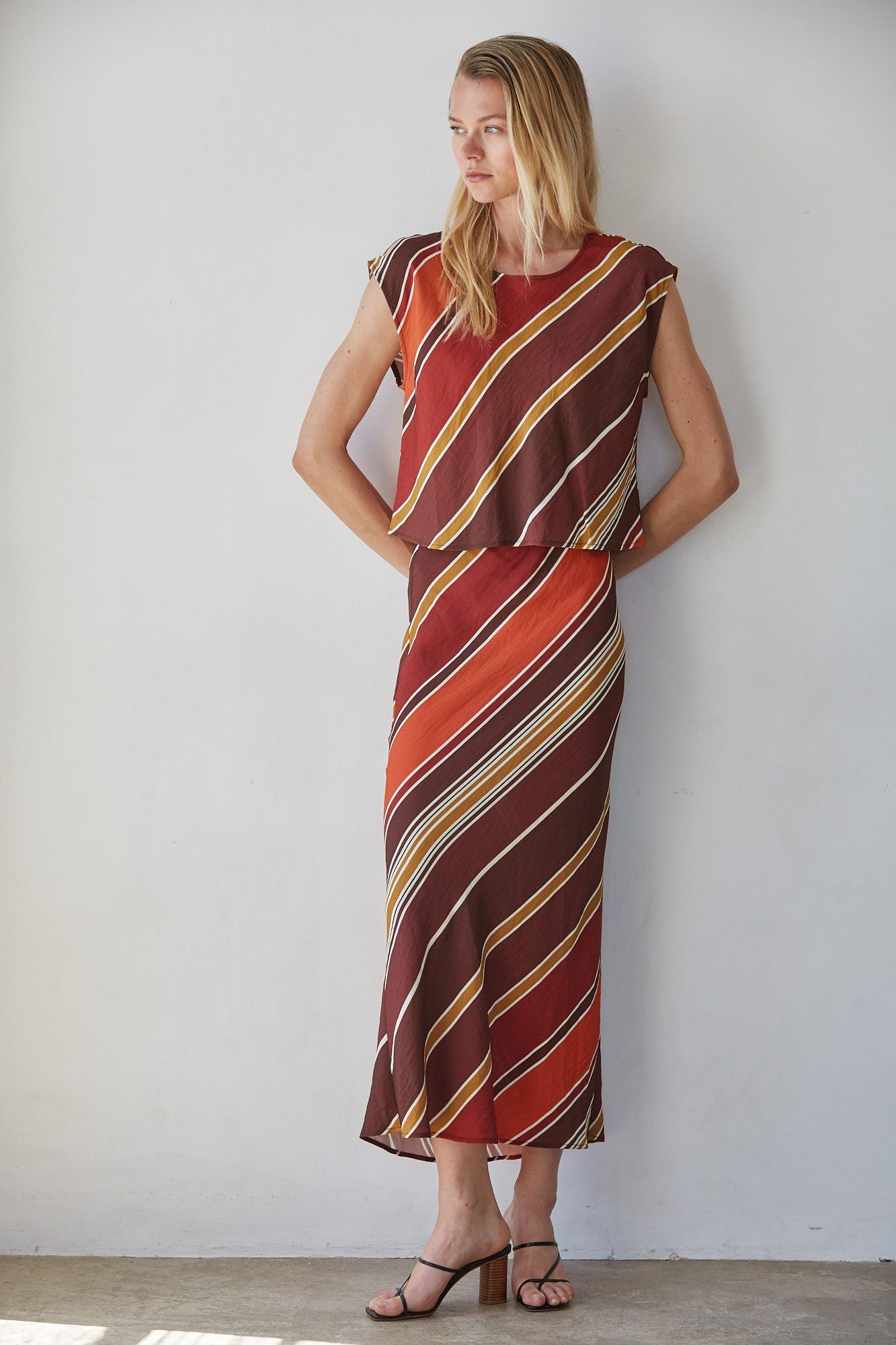 ISSEY STRIPED TOP--CHOCOLATE/RUST