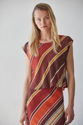 ISSEY STRIPED TOP--CHOCOLATE/RUST