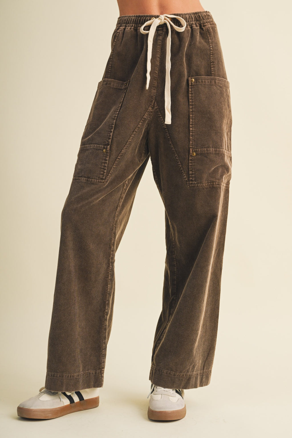 RELAXED CORDUROY PANTS--ESPRESSO