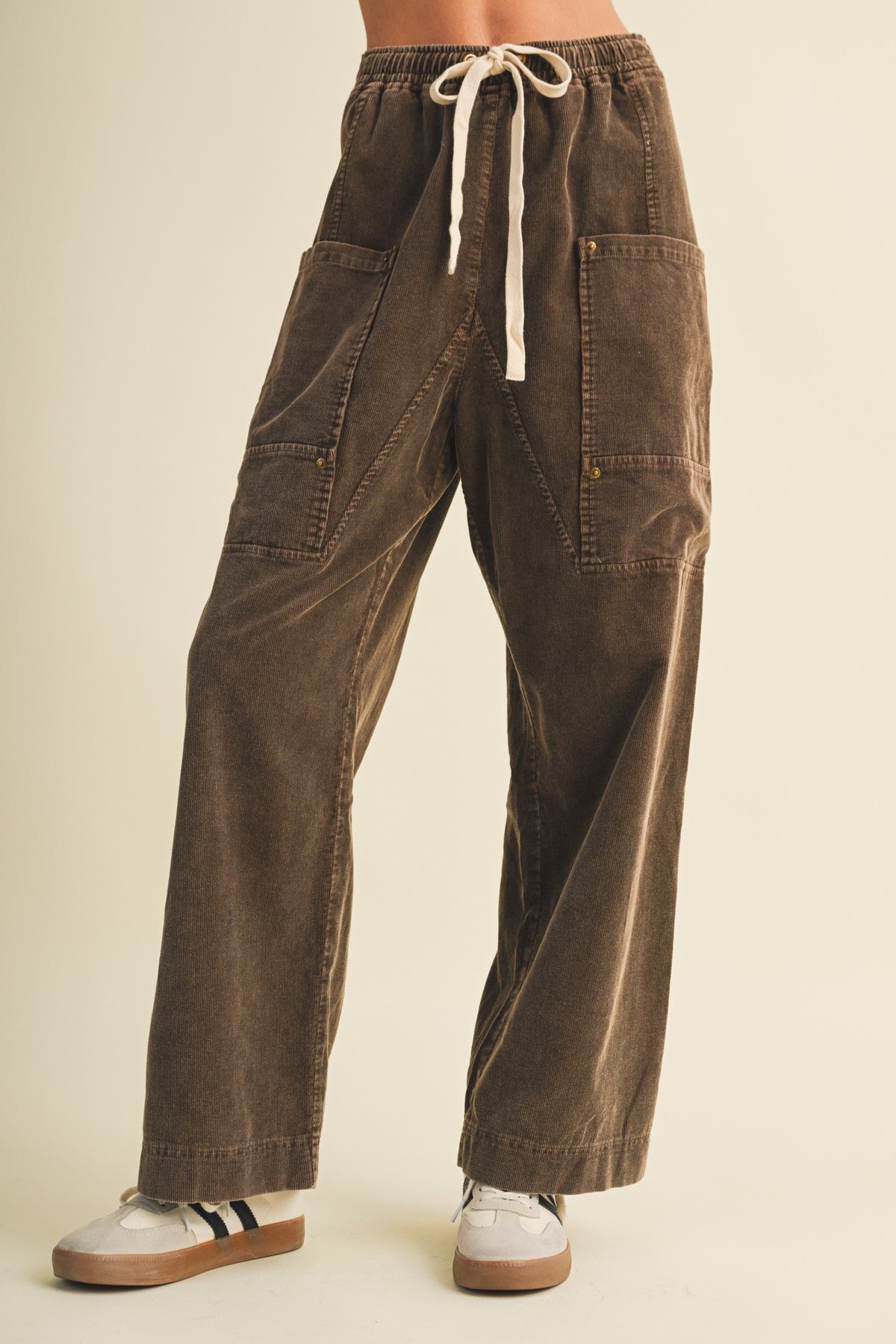 RELAXED CORDUROY PANTS--ESPRESSO