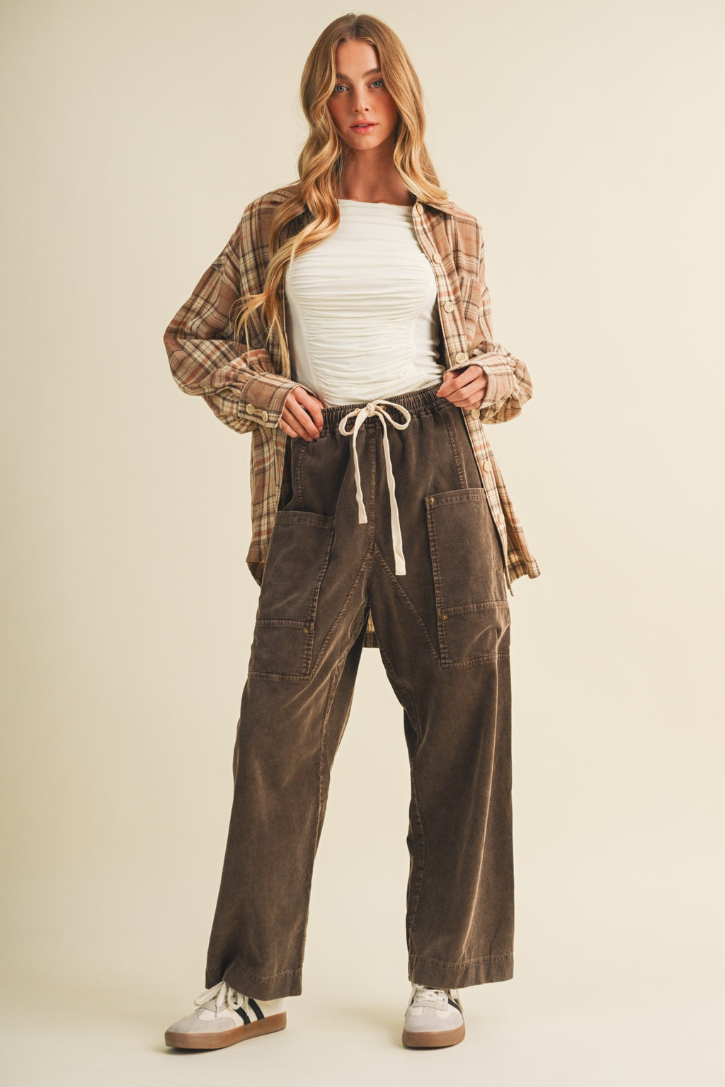 RELAXED CORDUROY PANTS--ESPRESSO