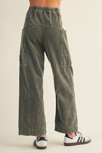 RELAXED CORDUROY PANTS--OLIVE