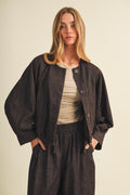 VOLUMINOUS BOMBER JACKET--ESPRESSO