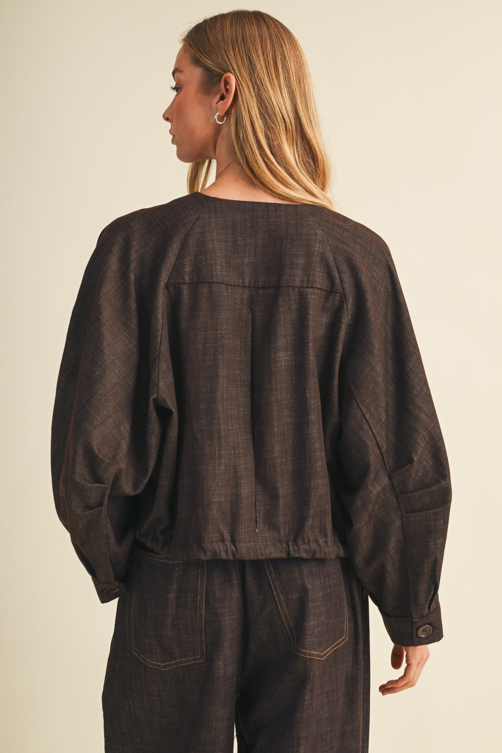 VOLUMINOUS BOMBER JACKET--ESPRESSO
