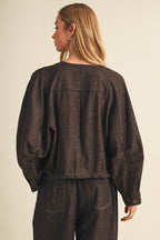 VOLUMINOUS BOMBER JACKET--ESPRESSO