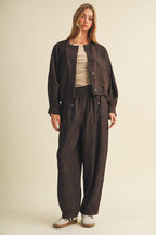VOLUMINOUS BOMBER JACKET--ESPRESSO
