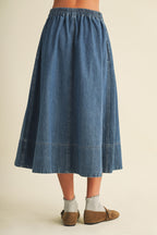 DENIM HIGH WAIST PLEATED SKIRT