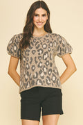 LEOPARD PRINT KNIT SWEATER SHIRT