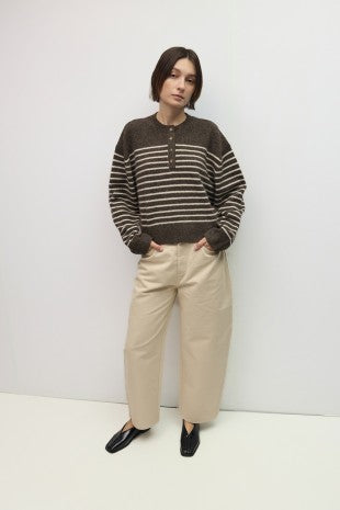 THE KAYLEY SWEATER--BROWN/CREAM