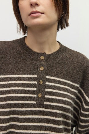 THE KAYLEY SWEATER--BROWN/CREAM