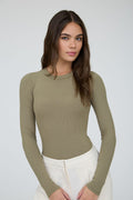 LS SWEATER KNIT BOYDSUIT--OLIVE