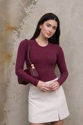 LS SWEATER KNIT BOYDSUIT--MAROON