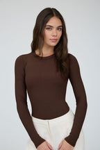 LS SWEATER KNIT BOYDSUIT--BROWN