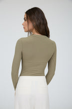 LS SWEATER KNIT BOYDSUIT--OLIVE