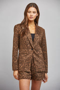 LEOPARD FAUX SUEDE BLAZER