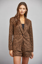 LEOPARD FAUX SUEDE BLAZER