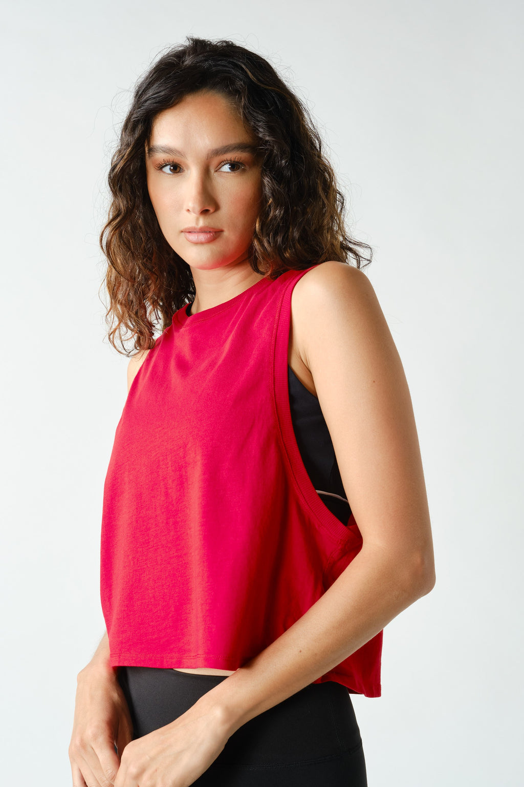PIMA COTTON SIDE KNOT TANK--RED