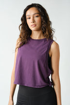 PIMA COTTON SIDE KNOT TANK--PURPLE IRIS