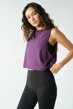 PIMA COTTON SIDE KNOT TANK--PURPLE IRIS