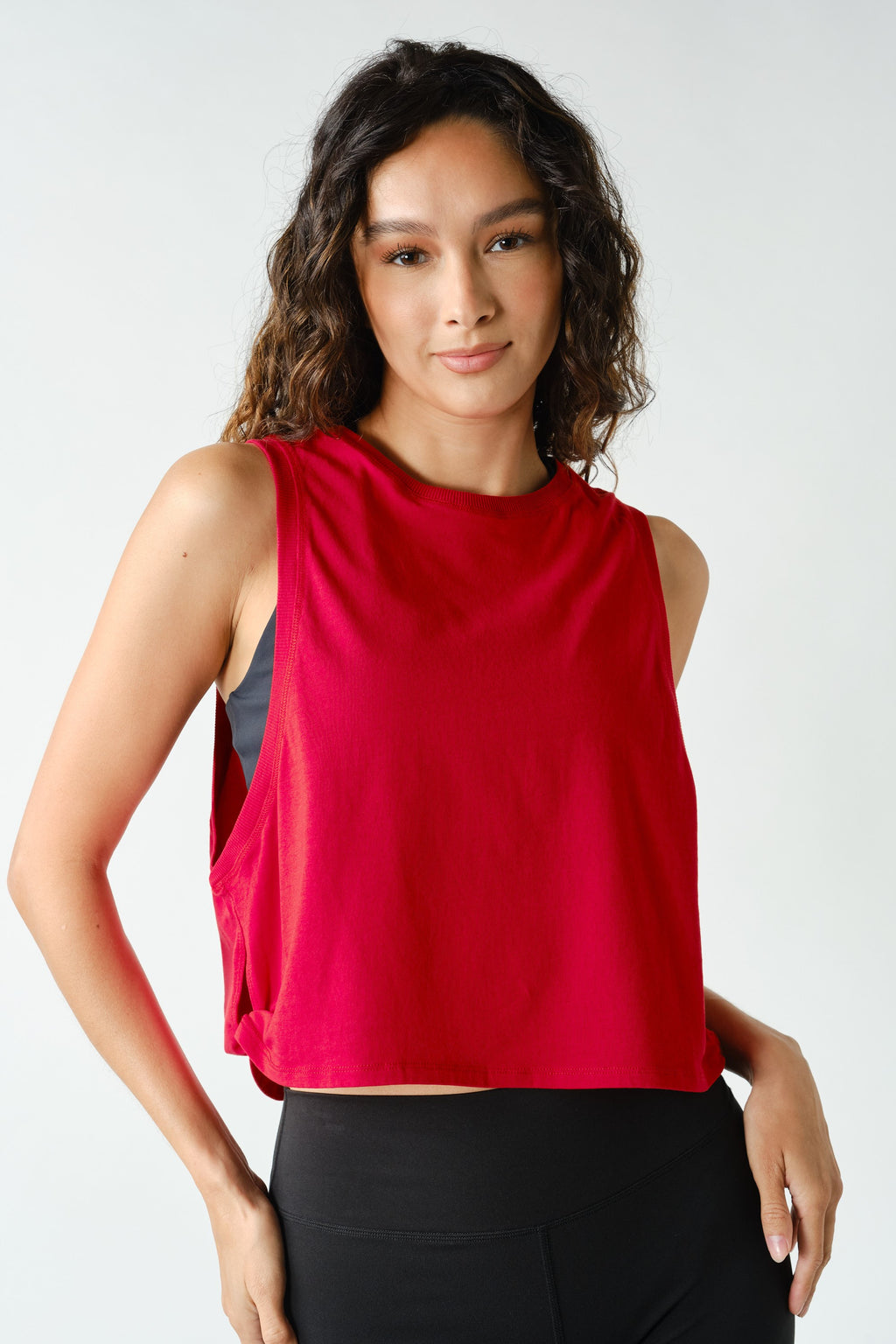 PIMA COTTON SIDE KNOT TANK--RED
