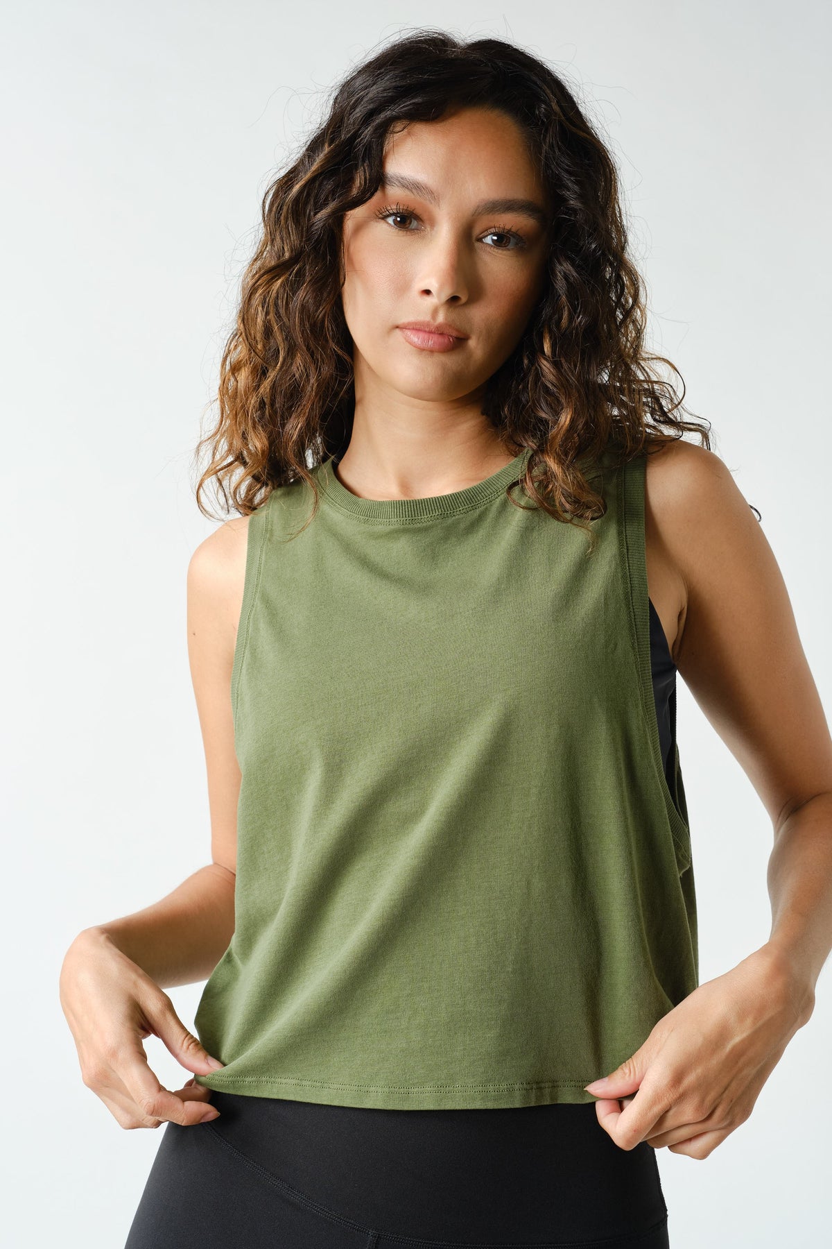 PIMA COTTON SIDE KNOT TANK--SAGE