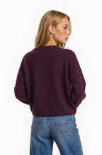 SOFT LONG CUFFS SWEATER--MERLOT