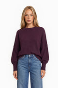 SOFT LONG CUFFS SWEATER--MERLOT