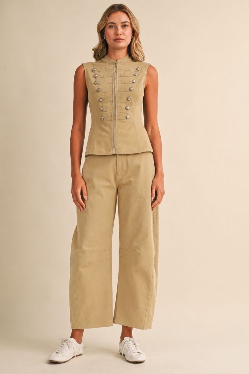 BARREL PANT--TAUPE
