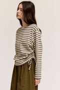 CREWNECK SWEATSHIRT WITH SIDE DRAWSTRINGS--CHOCOLATE MIX