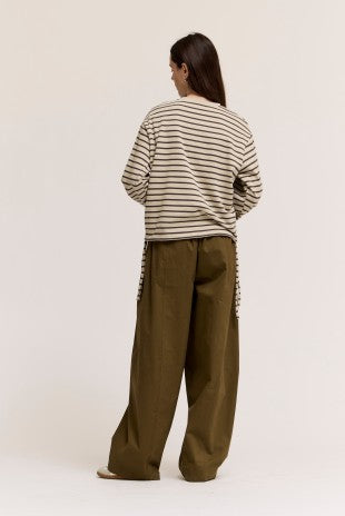 CREWNECK SWEATSHIRT WITH SIDE DRAWSTRINGS--CHOCOLATE MIX