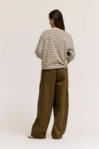 CREWNECK SWEATSHIRT WITH SIDE DRAWSTRINGS--CHOCOLATE MIX