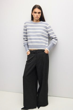 THE MACKENZIE SWEATER--SLATE BLUE/IVORY