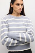 THE MACKENZIE SWEATER--SLATE BLUE/IVORY