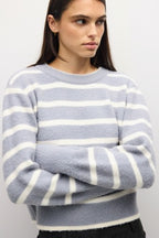 THE MACKENZIE SWEATER--SLATE BLUE/IVORY