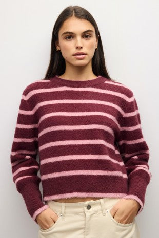THE MCKENZIE SWEATER--BURGUNDY/PINK
