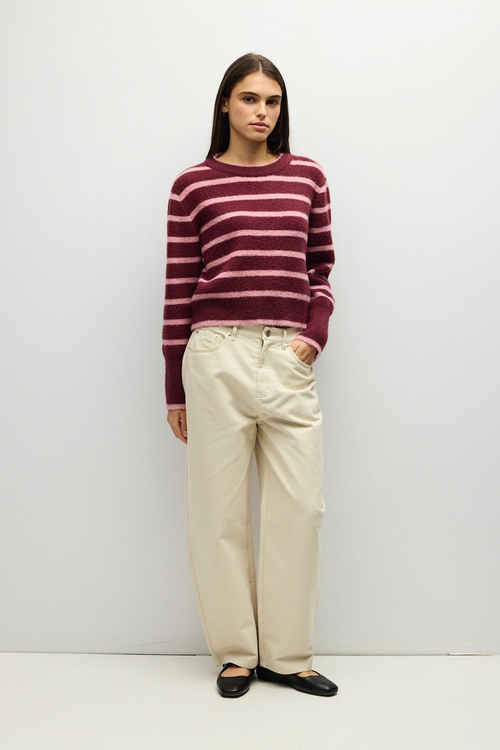 THE MCKENZIE SWEATER--BURGUNDY/PINK
