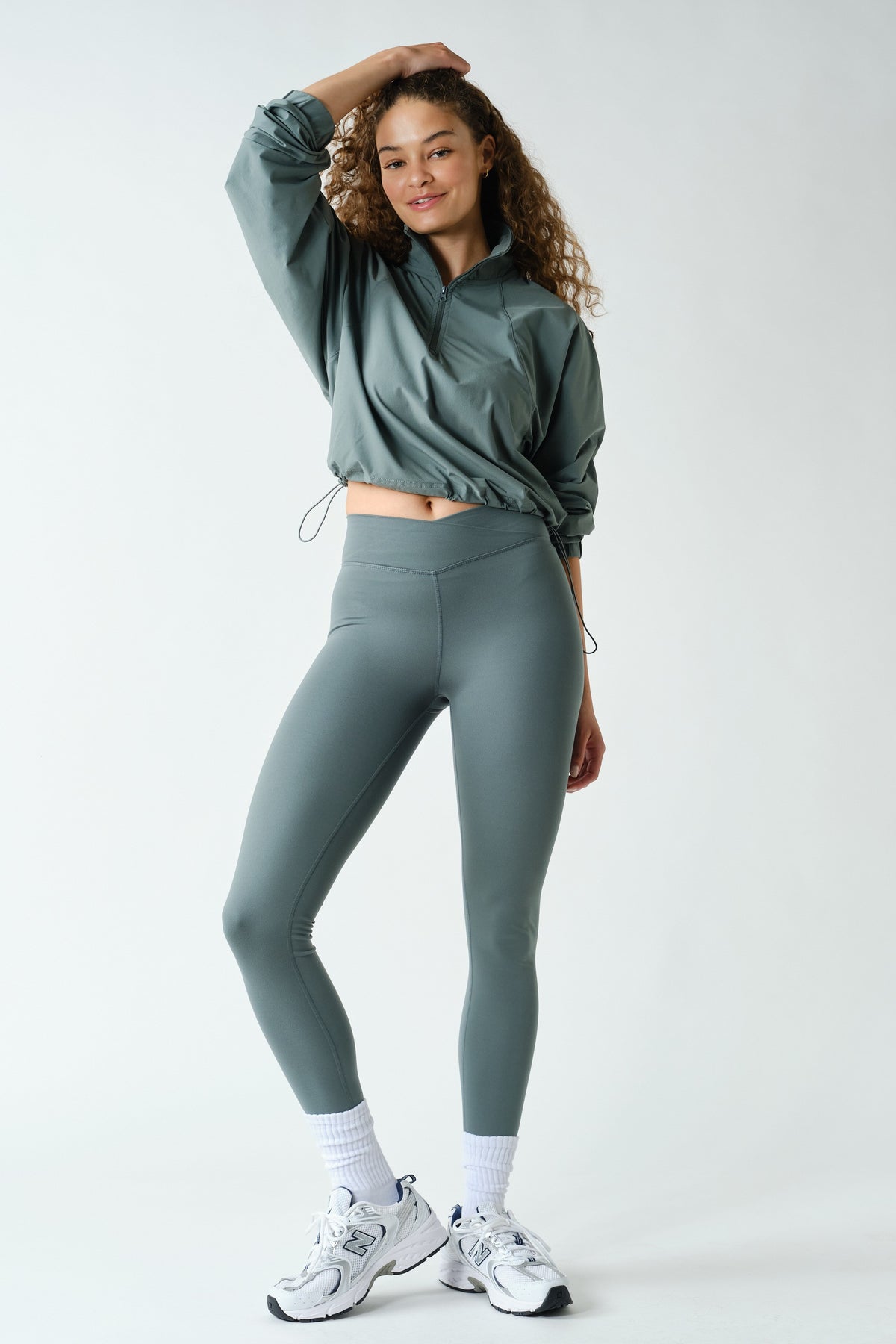 SCULPT HALF ZIP ACTIVE PULLOVER--EUCALYPTUS