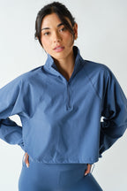 SCULPT HALF ZIP ACTIVE PULLOVER--OCEAN