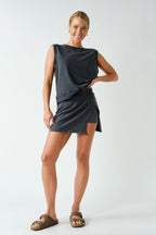 ACE ALINE PIMA COTTON SLEEVELESS TOP--BLACK