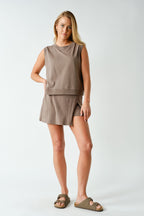 ACE ALINE PIMA COTTON SKORT--TRUFFLE