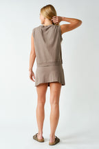 ACE ALINE PIMA COTTON SLEEVELESS TOP--TRUFFLE