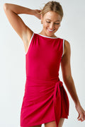 RELUXE ACTIVE WRAP DRESS--RED