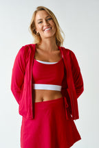 VENICE ZIP-UP HOODED JACKET--RED