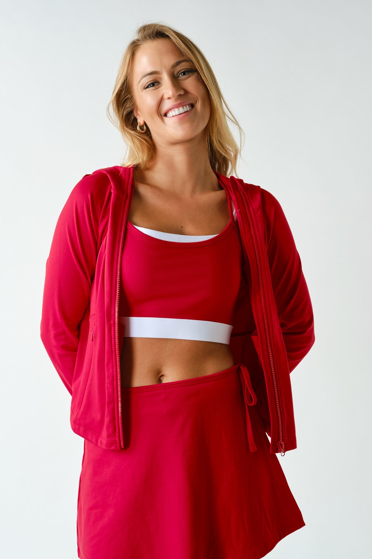 VENICE ZIP-UP HOODED JACKET--RED